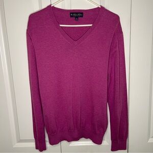 Brooks Brothers Size Large 100% Supima Cotton Vneck Sweater Pink Magenta Mens
